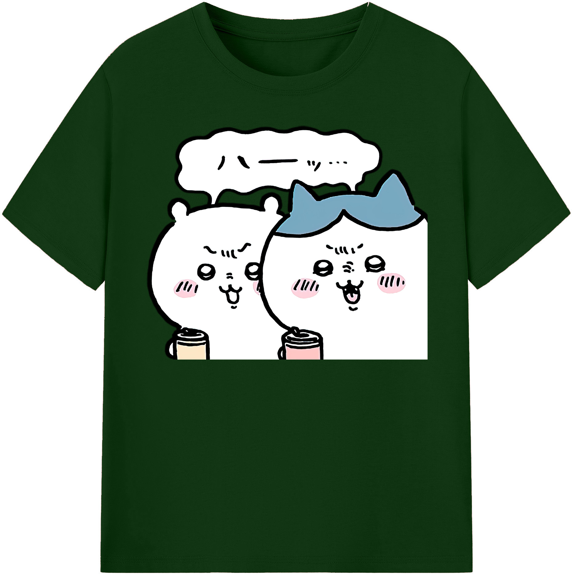 （画像用） ちいかわ ハチワレ Chii-kawa hachiware 綿100％半袖Tシャツ（フロントプリント）